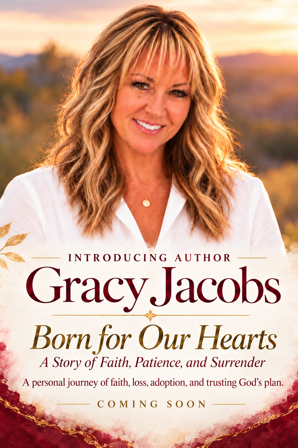 Introducing author Gracy Jacobs. Born for Our Hearts: A Story of Faith, Patience, and Surrender. Coming soon.